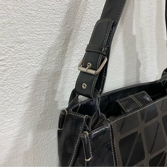 Nine & Co. Leather Canvas Baguette Bag Shoulder Strap Women's Mini Purse Tote - Picture 7 of 16